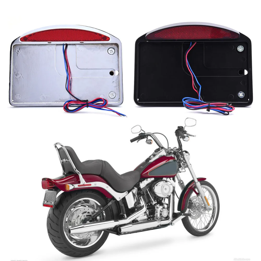 

sepp Motorcycle License Plate Light Tail Light Refitted LED Side Mount License Plate Tail Light Frame for Harley Cruiser
