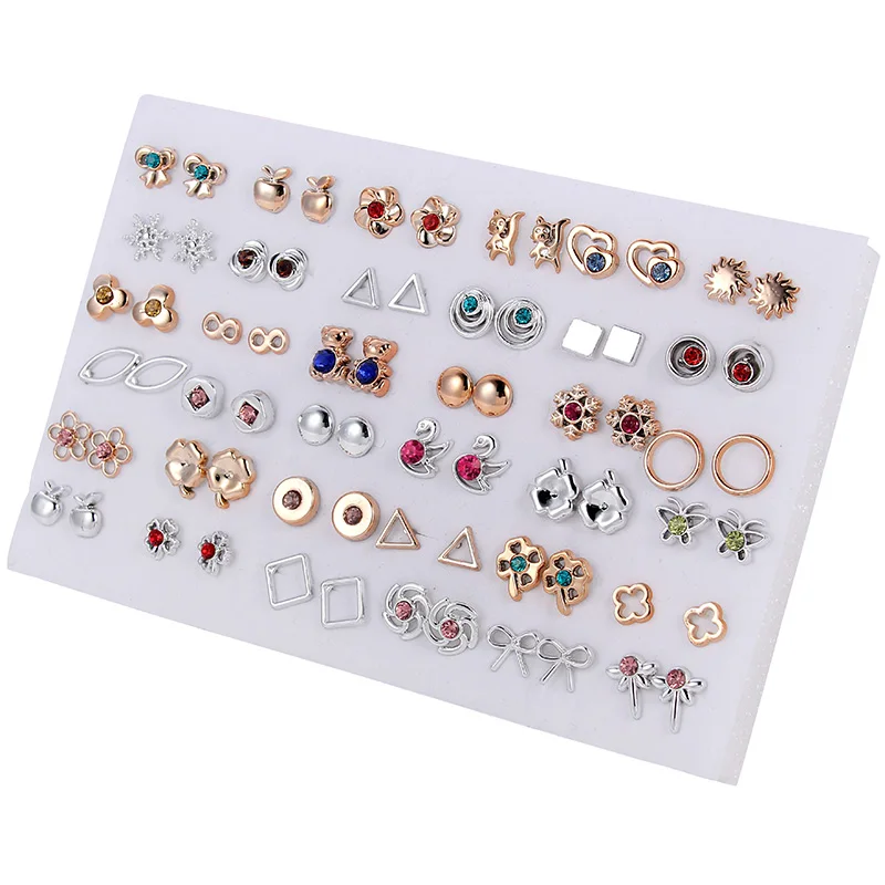 Серьги гвоздики серебристого цвета в виде цветка 36 Пары/компл.|Серьги-гвоздики| |