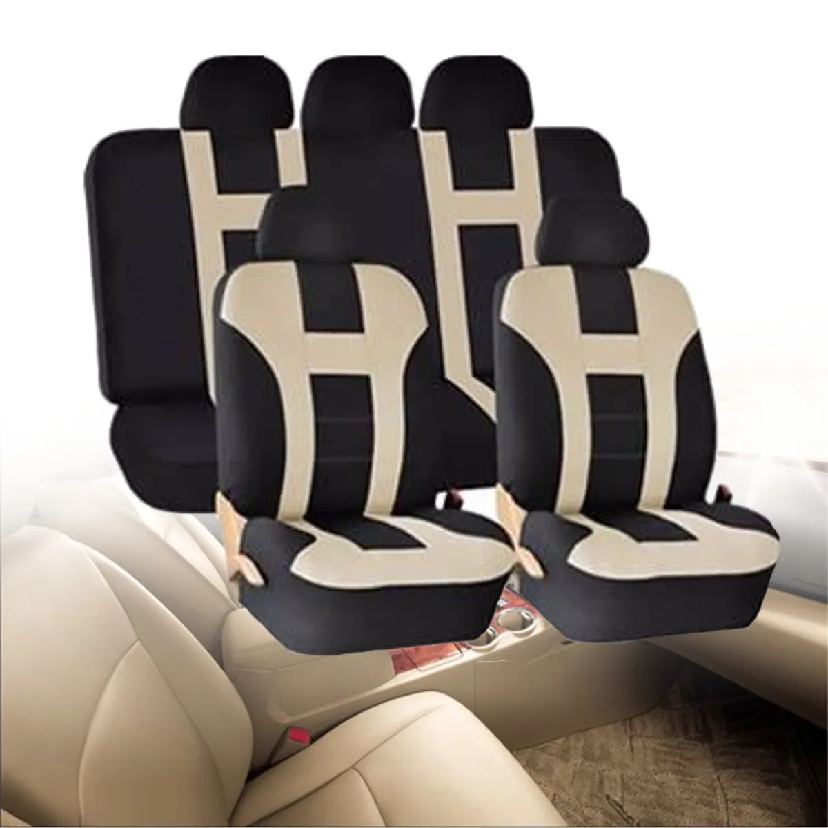 9Pcs Universal Four Seasons Car Front Seat Back Bench Covers Protectors