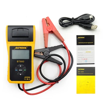 

New Arrival AUTOOL 12V Car Battery Load Tester with printer BT660/Multi-language Digital automotive battery tester CCA100-3000