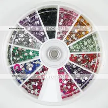 shipping-A_Gade 55 колеса Нейл-арт, Стразы 2,5 мм Сердце 12 Цветов 66000 шт для нейл-арта