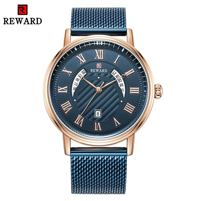 Мужские часы лучший бренд класса люкс повседневные с сетчатым ремешком кварцевые часы водонепроницаемые деловые наручные часы мужские модные часы Relogio Masculino - Цвет: Rose-Blue