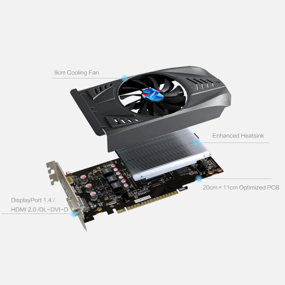 Yeston GeForce GTX 1050 GPU 2 ГБ GDDR5 128 бит игровой настольный компьютер ПК видеокарты