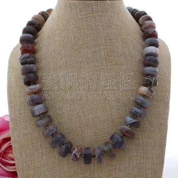 

N090614 20'' Faceted Rondelle Botswana Onyx Necklace
