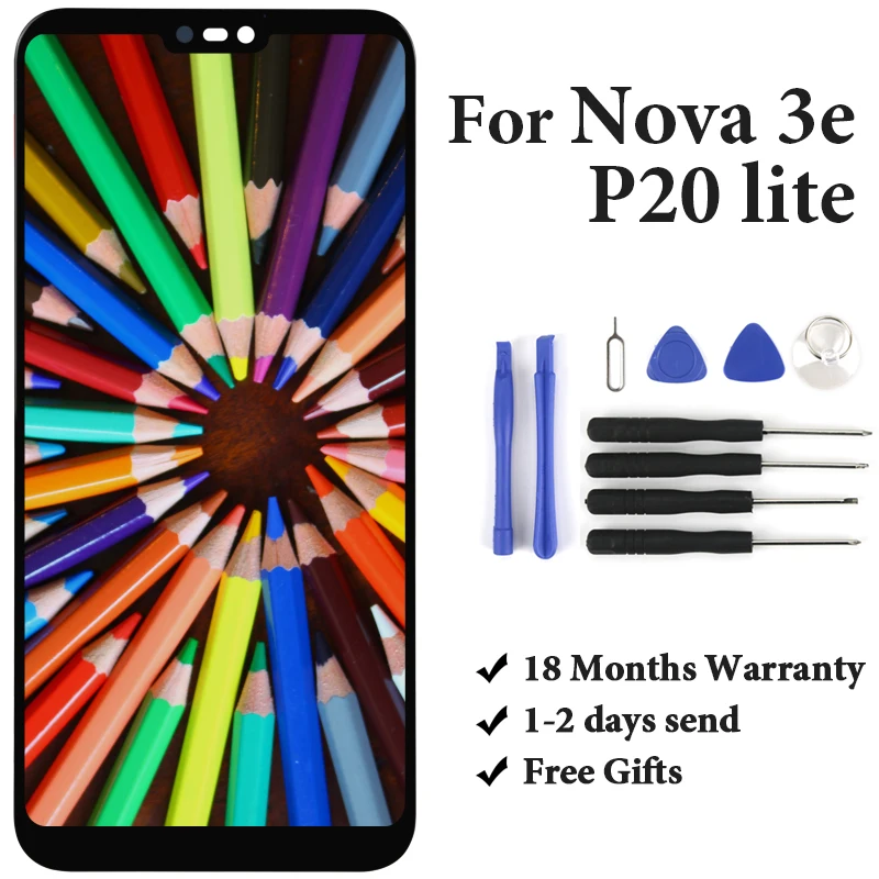 

For Huawei P20 Lite ANE-LX3 LCD Touch Screen With Frame 5.84 Inch Blue Gold Pink Panel Assembly For Huawei Nova 3E LCD Display