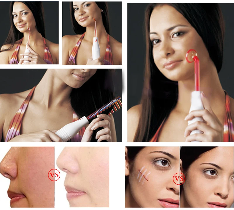 Massageador de Cabelo Tubo de Vidro de Alta Portátil Handheld Freqüência Máquina Facial Eletrodo Wand Spa Endurecimento Local Acne Rugas Cuidados 14 Wand Spa Endurecimento Local Acne Rugas Cuidados