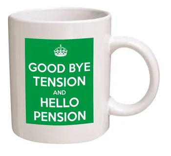 

Keep Calm "Good Bye Tension, Hello Pension", Retired, Retirement 11 Oz Coffee Mug - Nice Motivational And Inspirational Gift