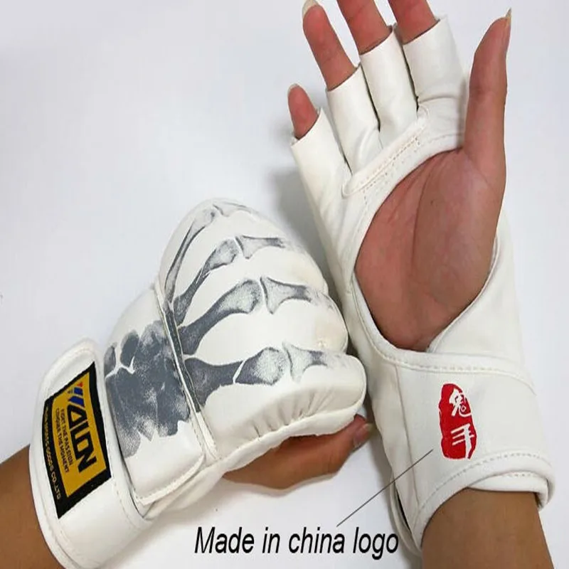 PU Leather Boxing Gloves Half Finger Kung Fu Fighting Muay Thai Martial