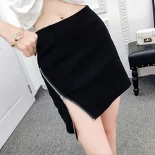 Женская юбка в европейском и американском стиле, модные однотонные мини-юбки с боковой молнией, повседневные тонкие женские юбки