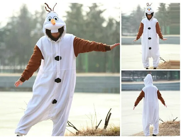 Аниме Олаф Onesies взрослый костюм снеговика пижамы Косплей пижамы для взрослых Onesie Пижама комбинезон