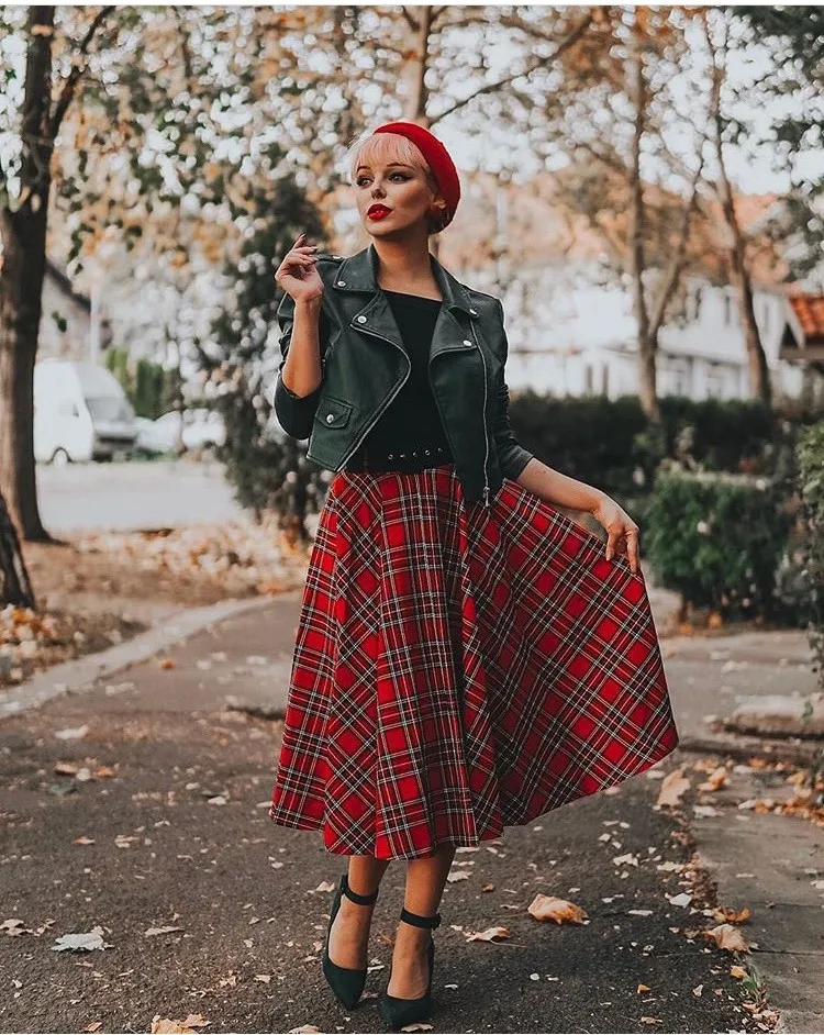 Tartan Gonna Midi Invernale Gonna Midi Gonna Lunga Inverno 2019