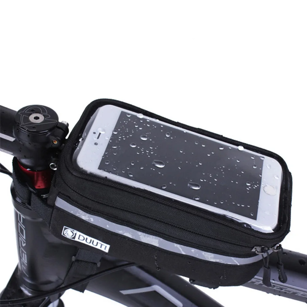 DUUTI Waterproof 3.5”-5.7” Cycling Bicycle panniers Frame Front Tube bags For Cell Phone Holder case for MTB Bike Touch Screen