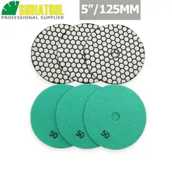 DIATOOL 6pcs/pk 5inches Dry Diamond Polishing Pas Diameter 125mm Grit #50 Sanding Disc For Granite Marble