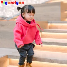 Children sweater plus velvet fall winter girl hooded sweater boys jacket kids thickening outerwear children clothes high quality