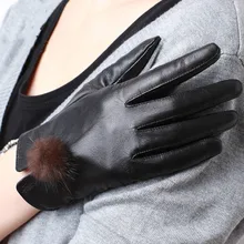 Модные зимние Для женщин чёрный; коричневый Пояса из натуральной кожи Прихватки для мангала овчины Прихватки для мангала теплые женские кожаные Прихватки для мангала Спорт на открытом воздухе перчатки