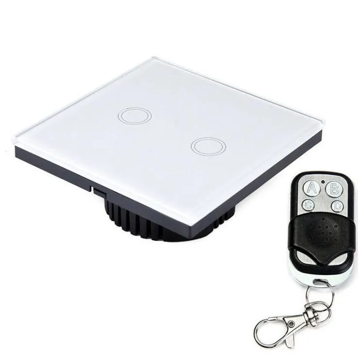 

EU Touch Wall Switch Remote Control Switch 2 Gang 1 Way Wireless 433Mhz RF Touch Screen Control Light Switch Smart home