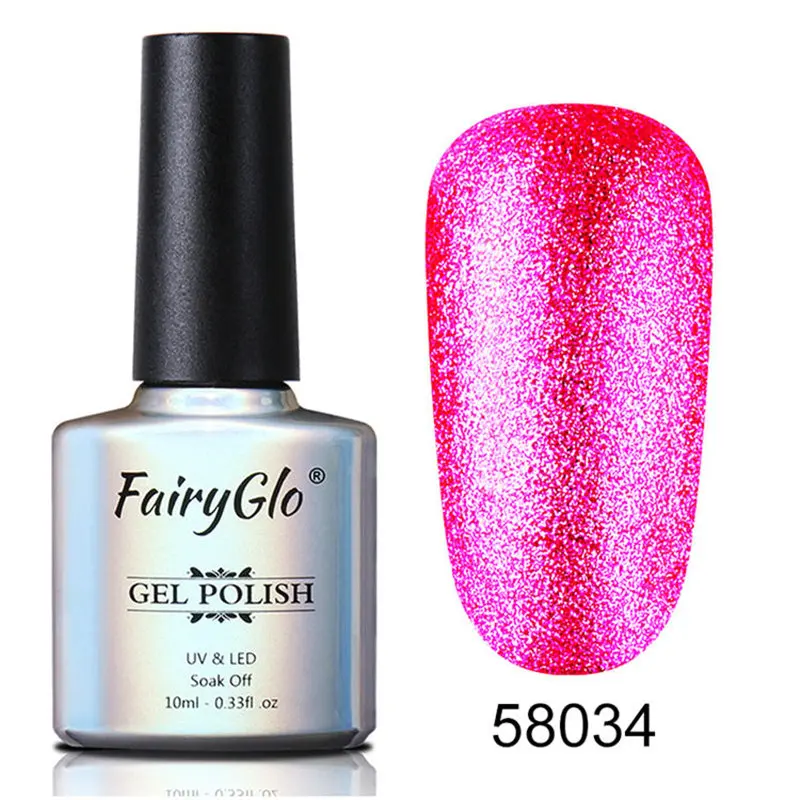 FairyGlo, 10 мл, Платиновый Гель-лак для ногтей, Полупостоянный лак для ногтей, блестящий Гель-лак, впитывающий УФ-гель для ногтей, эмалированный лак - Цвет: 58034