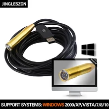 Jingleszcn USB эндоскопа 14.5 мм объектив Мини Камера 5 м инспекции CMOS Водонепроницаемый IP67 бороскоп Окна 4 светодиодных змея видео endoskop
