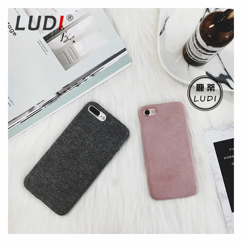 

LUDI Solid Color Cloth Phone Case for iphone XS MAX Case for iPhone X/XR/6/6S/7/8Plus 5/5s/SE Case Soft Plush Thin Retro Cover
