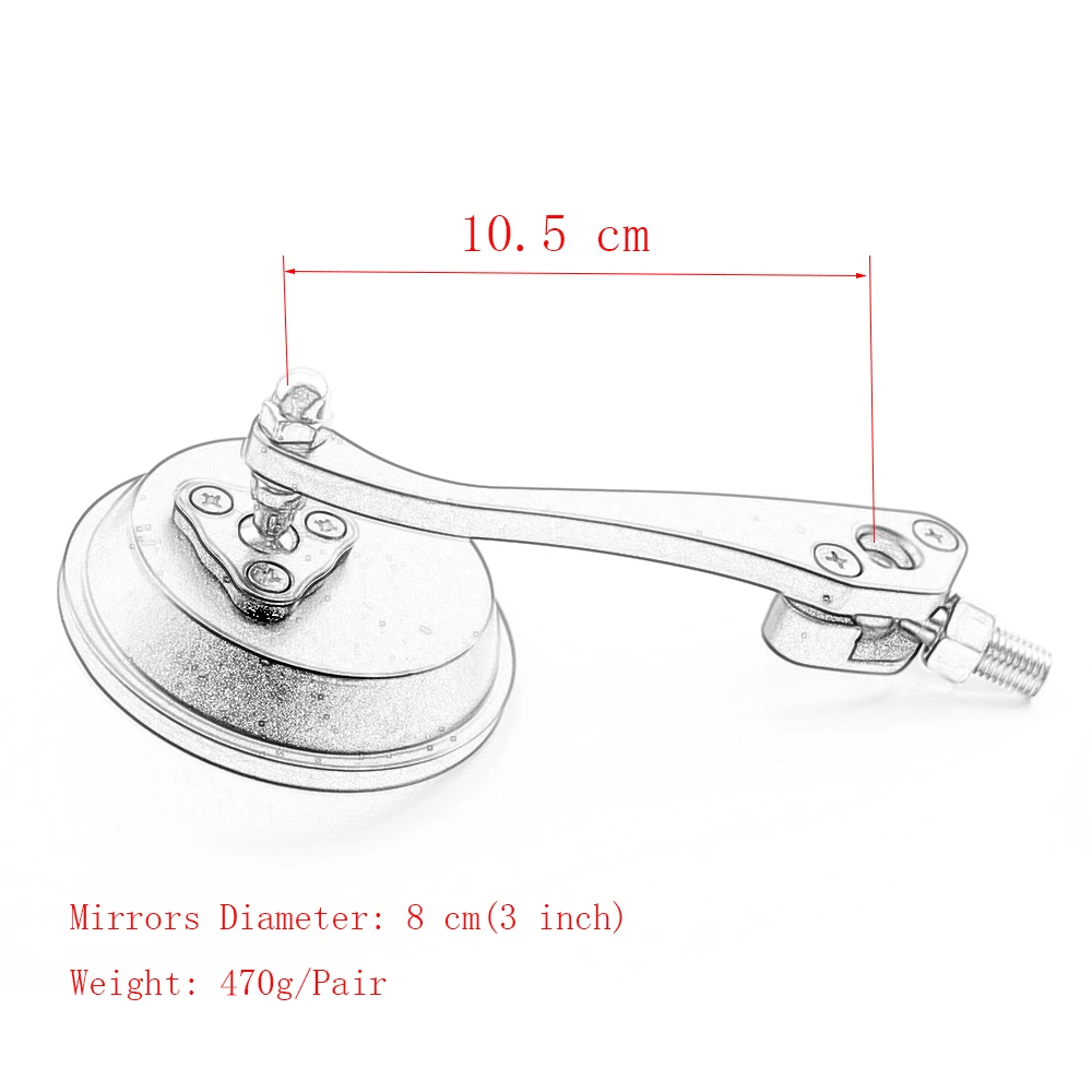 Универсальное складное зеркало для электровелосипеда, скутера, 8 и 10 мм, адаптер, боковое зеркало заднего вида, кафе, гонщик, Круглый мотоцикл, Чоппер, Круизер, зеркала