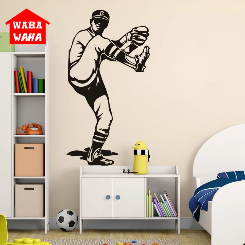 

Baseball Pitcher Modern Wall Stickers Personality Self Adhesive Wall Sticker Waterproof Floor Sticker for Living Room TV Decor