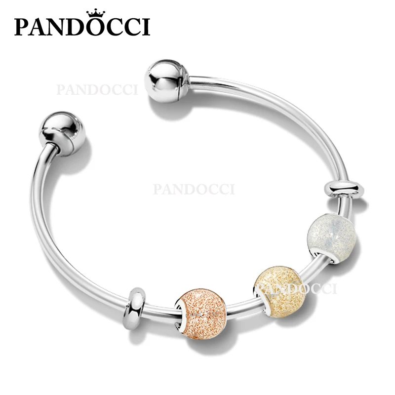 

PANDOCCI 100% 925 Sterling Silver Blinking Elegant ZT0181 Stringed Bracelet Set Lucky Good looking Fashion Women's Jewelry
