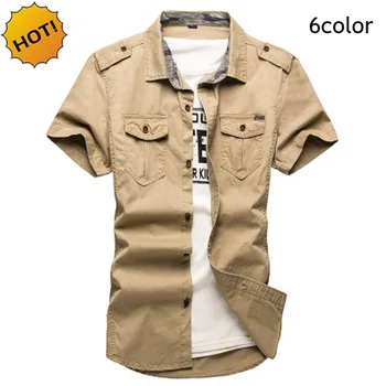 

High quality 2020 Outdoors Cargo Cotton camisa masculina military uniform pocket erkek overalls Fertilizer increased Shirts 5XL