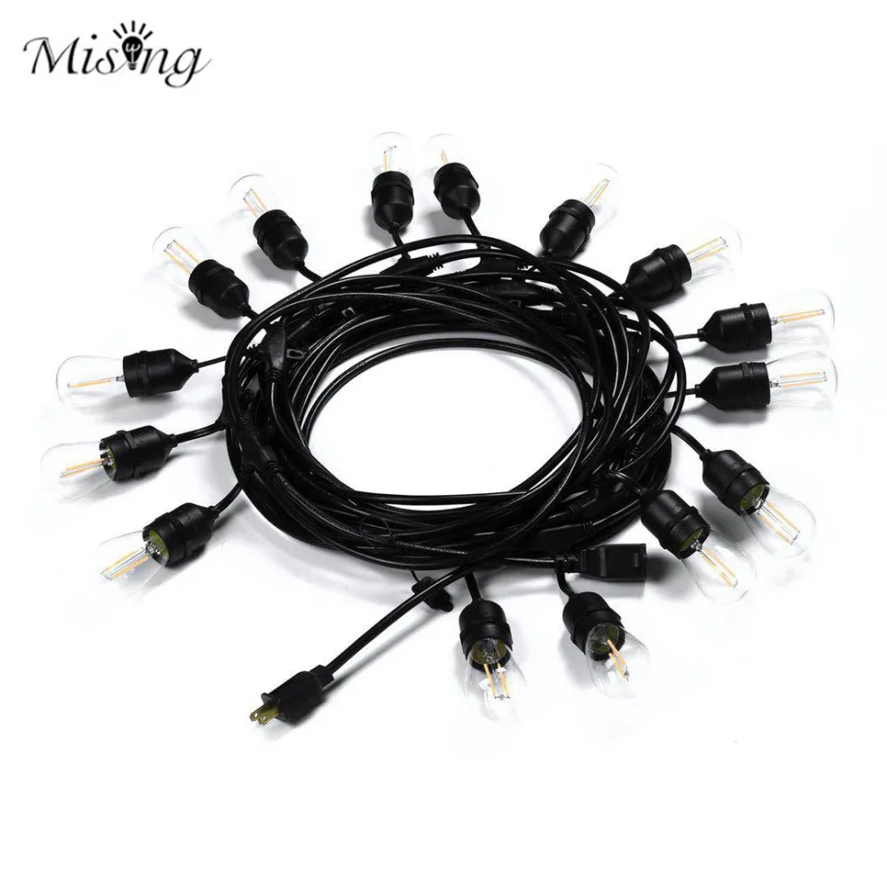 

Mising S14 LED Outdoor Lighting String 15M 15 Ball Bulbs US Plug Warm White Rubber Wire Waterproof Outdoor Decoration