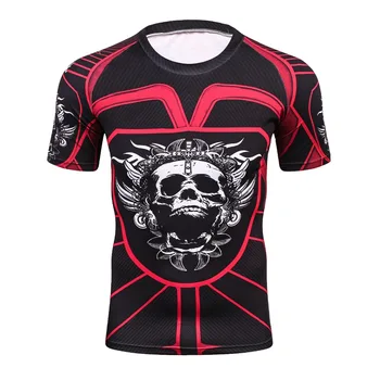 

Cool Skull Punisher Hip hop Series Men 3D Printed Tight T-Shirt Fitness Summer T Shirt Men Quick-Dry Rushguard Short Sleeve Tees