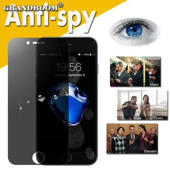 

50pcs 9H Privacy Film Tempered Glass For iPhone 11 Pro Max XS XR X 8 7 6 6S Plus Anti-shatter Shockproof Screen Protector