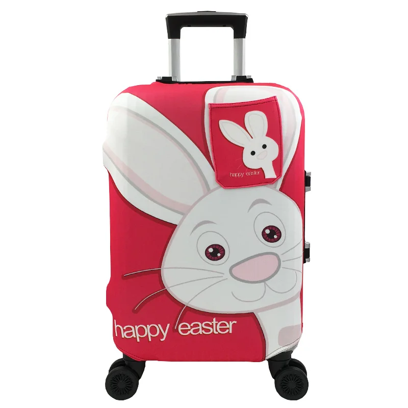 Чехол для путешествий с мультяшным Кроликом, Эластичный Защитный чехол для багажа, чехол для багажа с карманом, 19-32 дюйма, чехол на колесиках