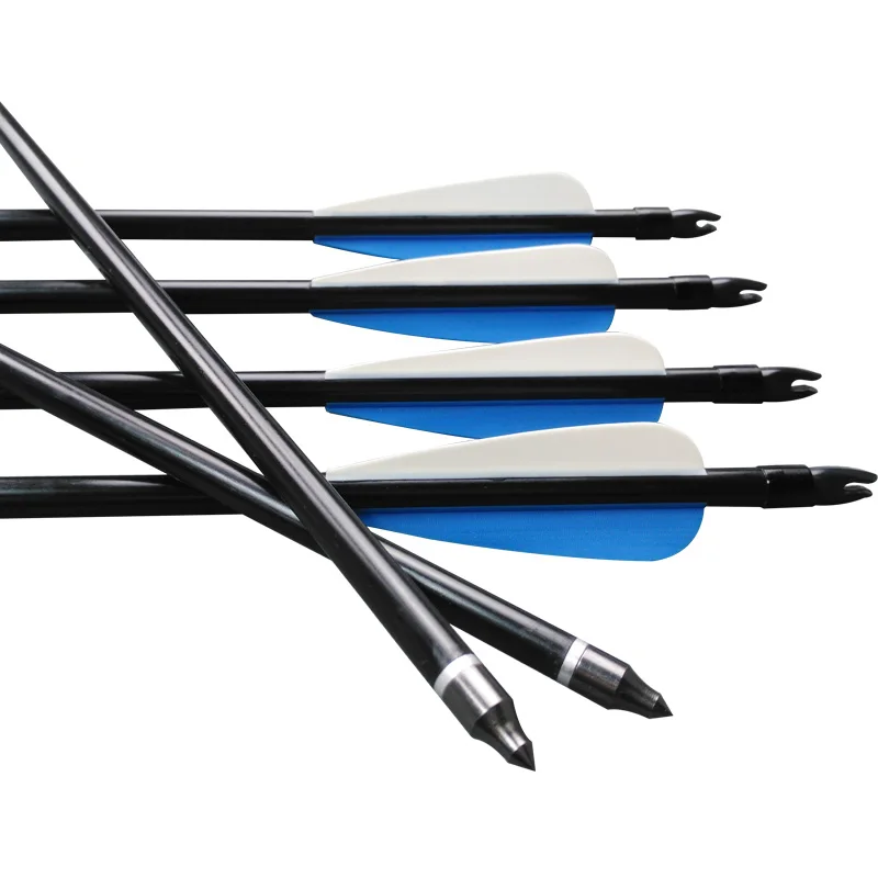 12Pcs 26 inch Fiberglass Arrow Fletching 2 Blue 1 White Arrow Vane