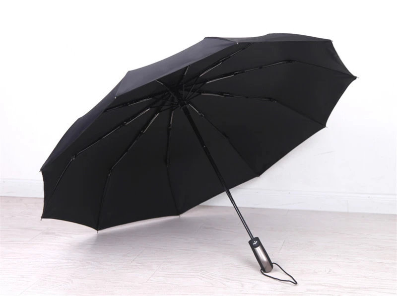 Srong ветрозащитный автоматический 3 складной зонтик дождь для женщин алюминий 10Rib сплав зонты для мужчин бизнес темная сетка ручка Paraguas