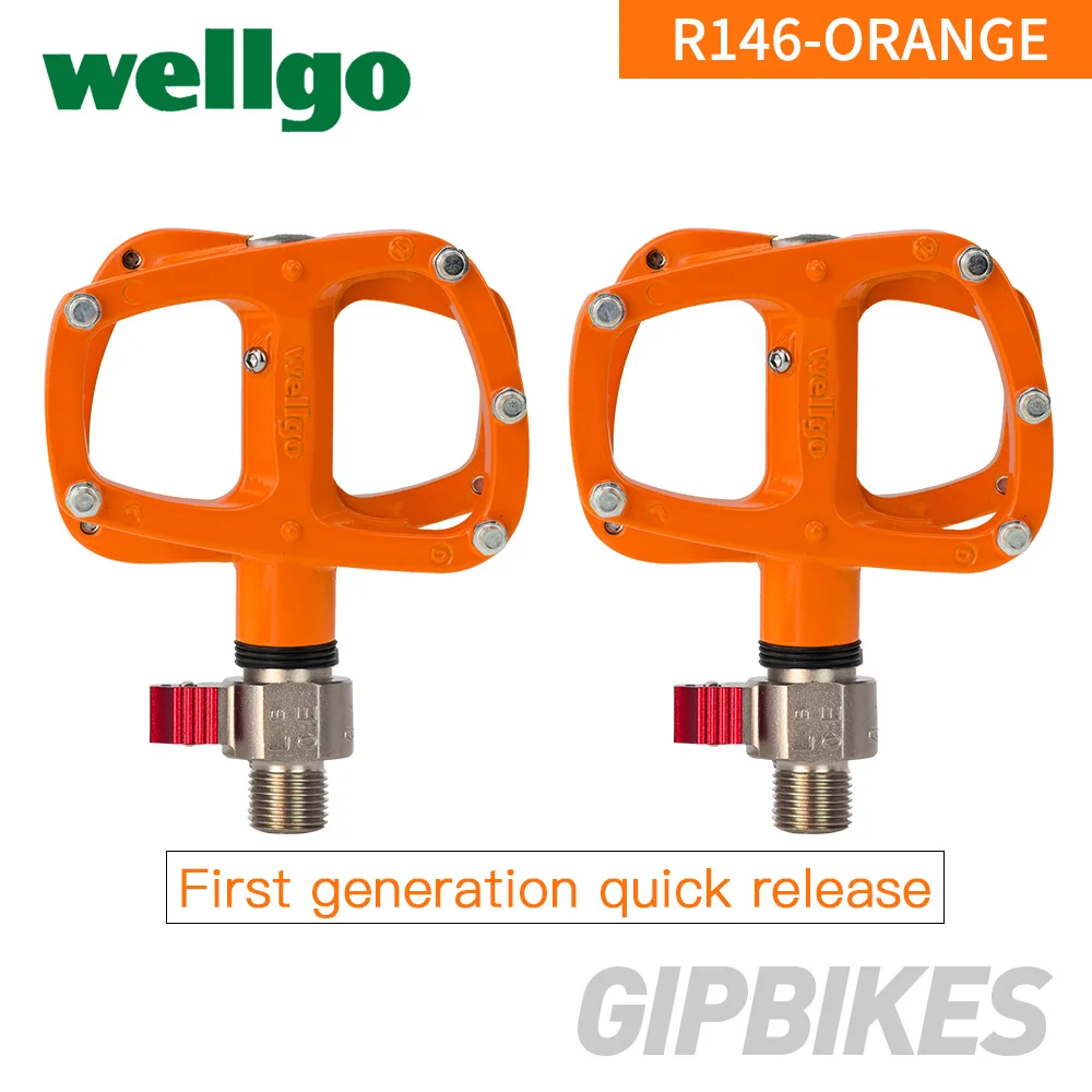 Wellgo R146 БЫСТРОРАЗЪЕМНАЯ велосипедная педаль из магниевого сплава, материал корпуса MTB, ультра-светильник, педали велосипедные для шоссейного велосипеда 312 г - Цвет: 1ndgeneration Orange