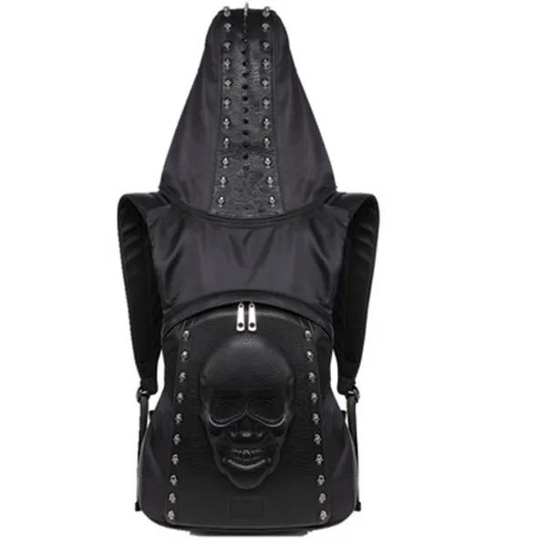 New Punk Wings Leather Backpack Gothic Women's Men's Black Retro
