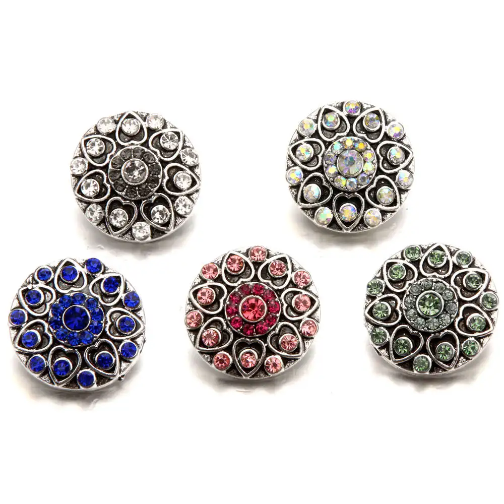 

DIY 18mm Snap Button with rhinestones Fit Snap Bracelet For Women Snaps Jewelry TZ1027