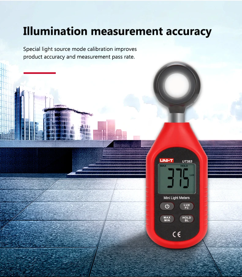 UNI-T UT383 мини-измеритель освещенности, Ручной цифровой светильник, измеритель яркости, светильник, фотометр, экологический тест