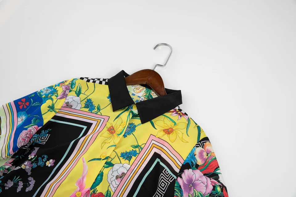 Летняя женская блузка юбка длинный рукав свободная плюс размер 3XL рубашка с принтом модная блуза Топы и рубашки