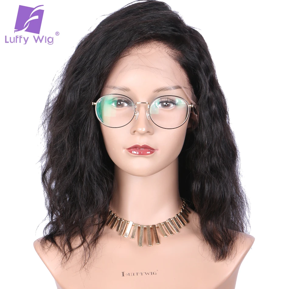 

Luffy Brazilian Human Hair Natural Wave Glueless Full Lace Wigs with baby hair Natural Color 8-16'' 130%density for Black Women