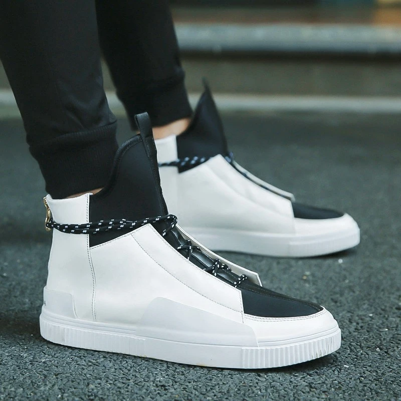 

2019 men's shoes new spring and autumn white high-heeled Korean fashion sports shoes Joker tide mens boots Big size Yasilaiya