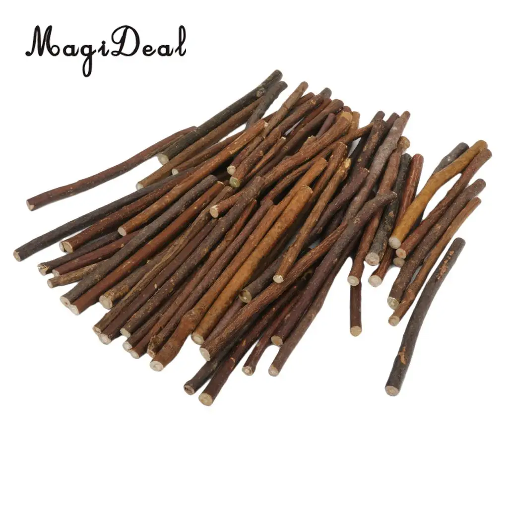 MagiDeal 100pcs Boxwood Natural Wood Stick Branch for DIY Art Craft Decor Pet Mouse Rabbit Snacks Tree Branch Chew Play Toy
