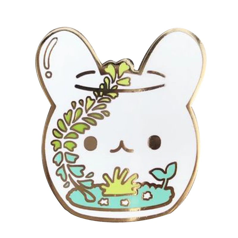 

Cute bunny pin potted plant brooch gardener kids gift jackets bag accessory