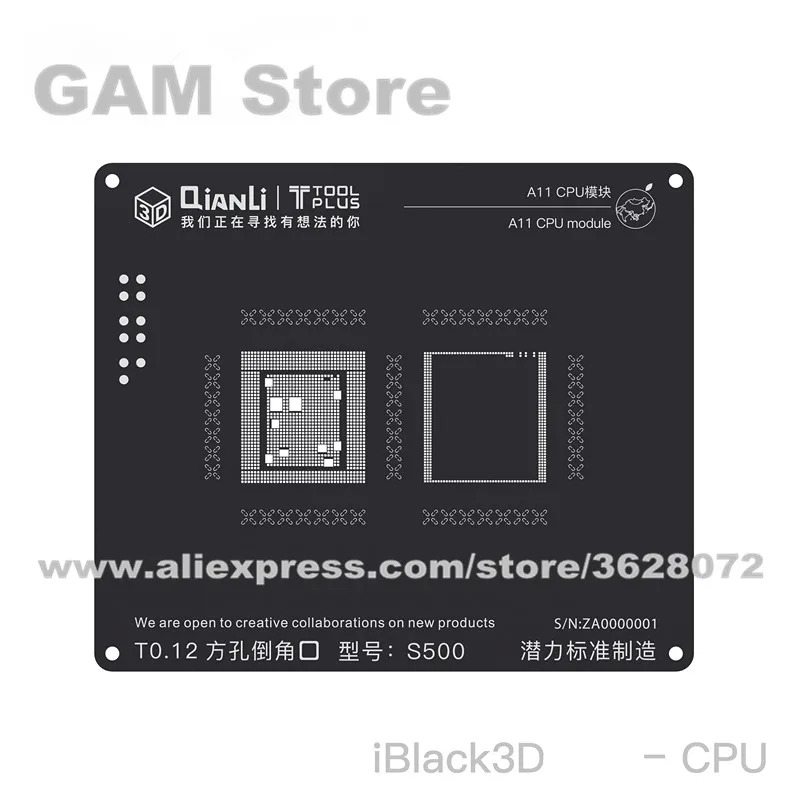 

A11 CPU RAM BGA Stencil For iPhone 8 8Plus 8G CPU Module iBlack Reballing IC Pin Tin Plant Net Heating Template 0.12mm Thickness