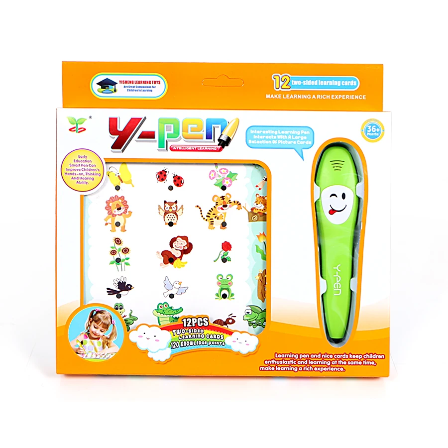 

Electronic y-pen smart reading pen with 12pcs learning cards,early educational 120 knowledge points for kid learning machine toy