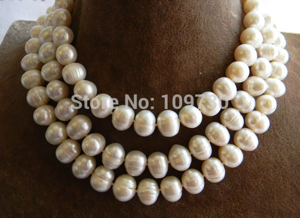 

Jewelry 002663 49'' 11-13MM Round White Freshwater Pearl Necklace