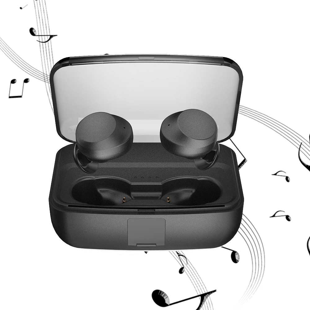 

Wireless Bluetooth Earphone Touch Control Volume Adjustable Music Earbuds Invisible Sport Headset with 3000mAh Charging Box