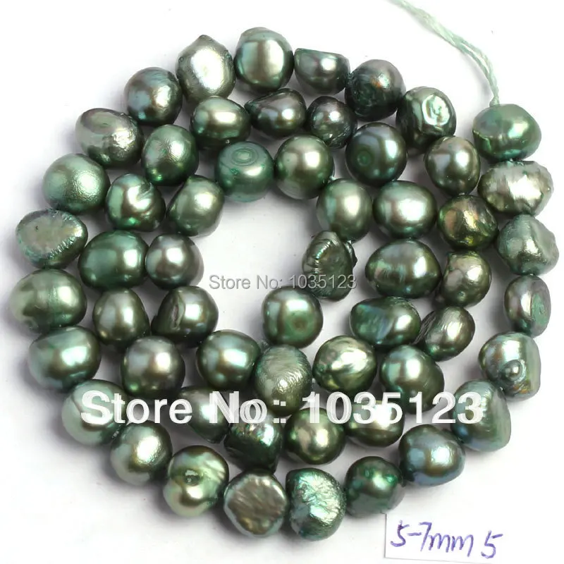 

Free Shipping 5-7mm Natural Freshwater Pearl Freeform Shape Loose Beads One Strand 14" W160