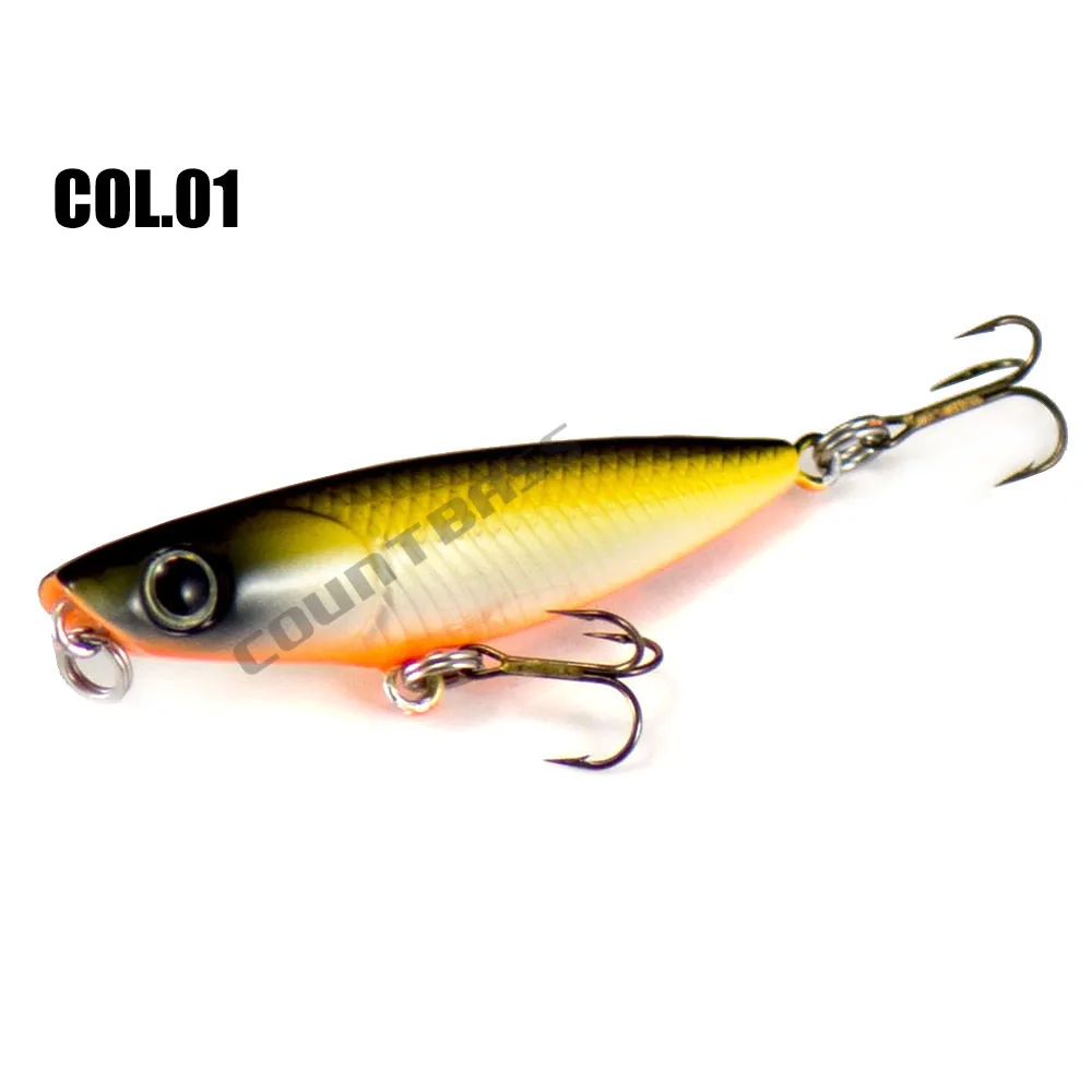 43mm 2g Countbass 작은 Topwater Wobbler 미끼 낚시용, 미니 배스 낚시 포퍼 마이크로 플러그, VMC 후크 9649 BZ 크기 12 포함
