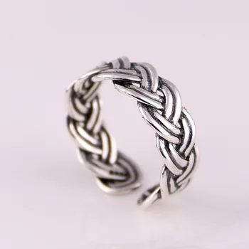 

S925 genuine sterling silver ring female models on Korean fashion hand woven all-match ring finger ring silver jewelry