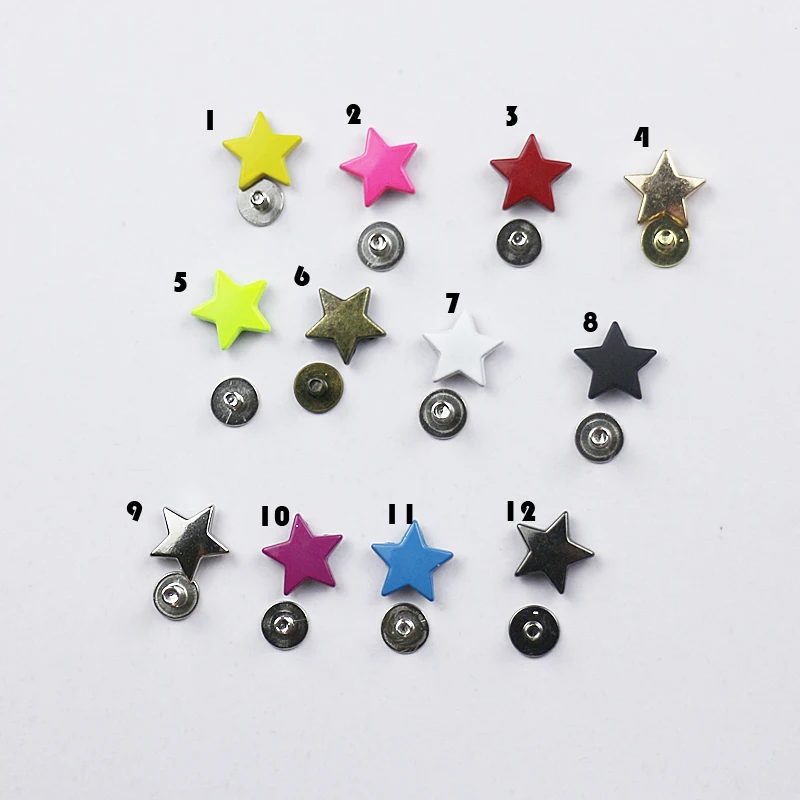 

leather craft five star design color screw rivet DIY clothing shoes bag decoration spikes and studs 12mm